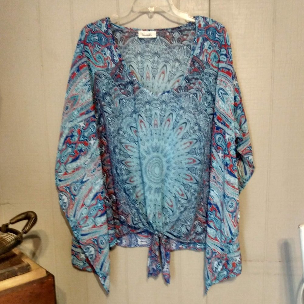 Dress Barn Sheer Pullover Caftan Bat Wing Sleeve No Sz. Tag